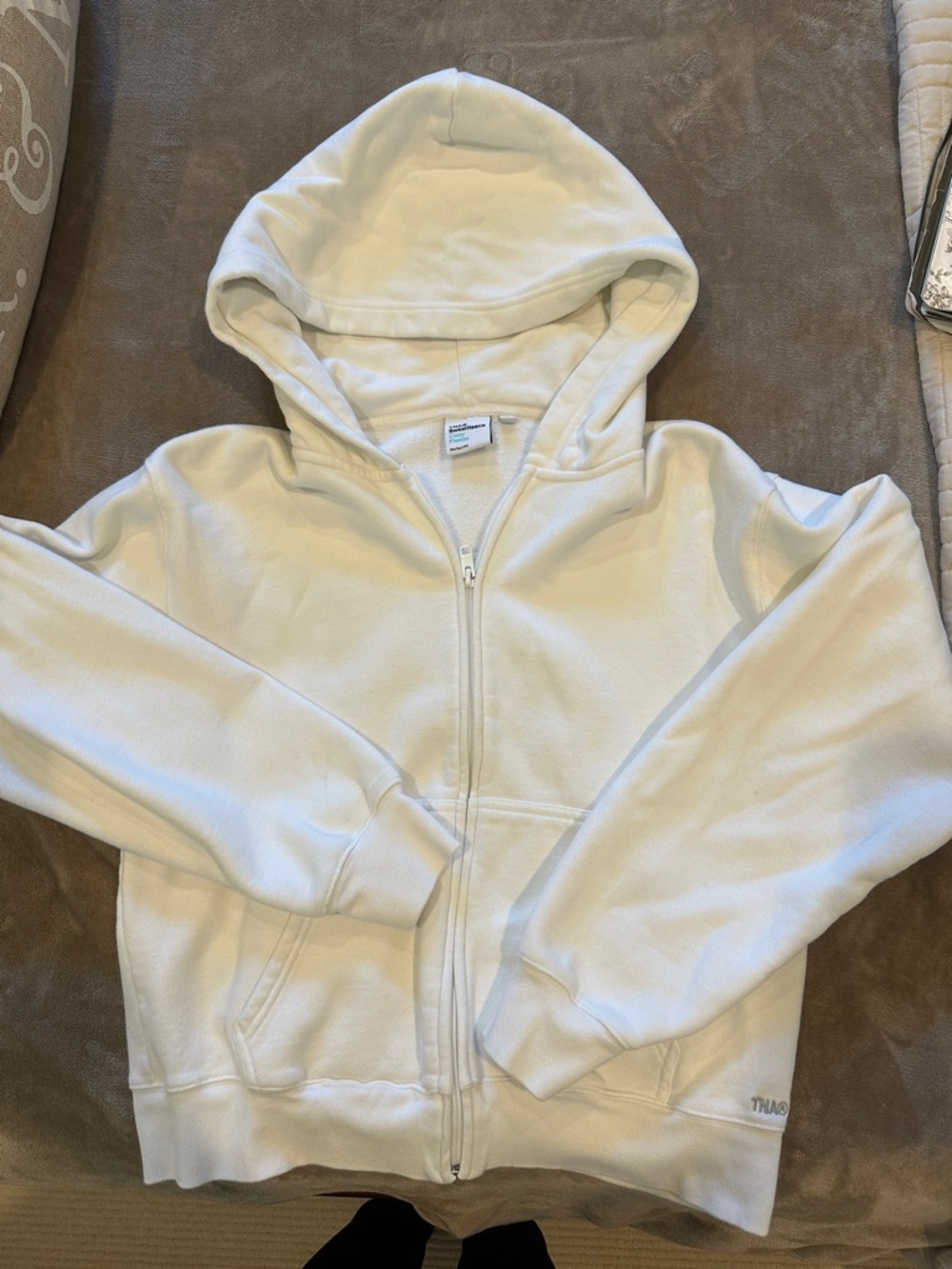 Aritzia White Full-Zip Hoodie Size M Used Good Condition